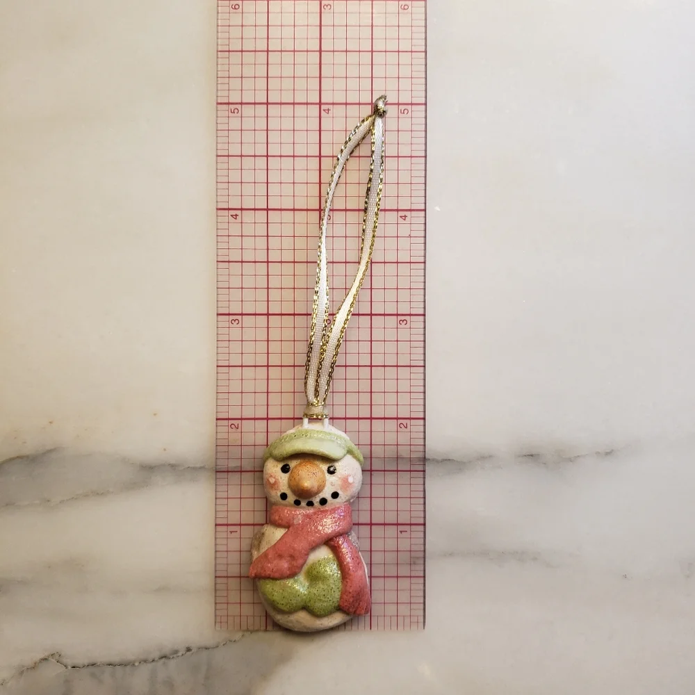 New Handmade Salt Dough Snowman Ornament